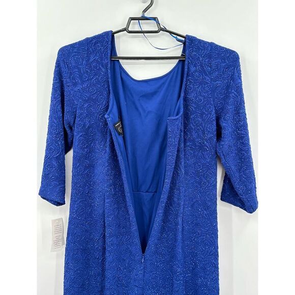 Alex Evenings Long Column Knot Front Dress Womens Plus 14W Electric Blue NWT - Picture 13 of 13